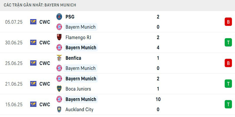 Thành tích gần nhất của Hùm xám